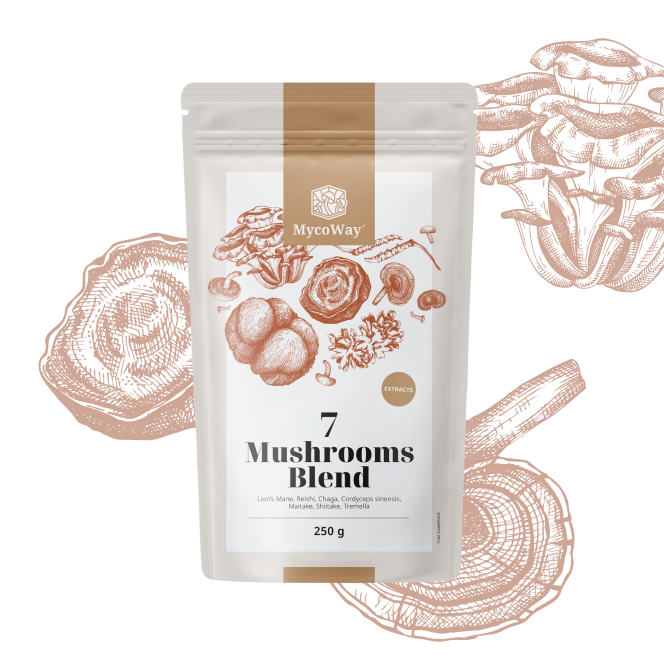 Смес от екстрактите на седем гъби на прах