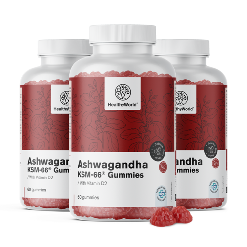 3x Ашваганда KSM-66 300 мг, общо 180 гумени бонбона