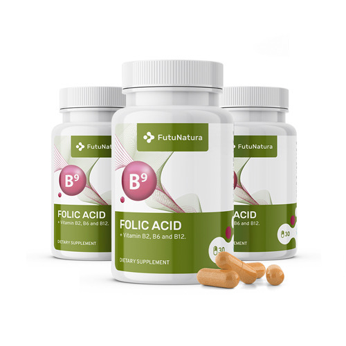 3x Фолиева киселина - фолат В9, общо 90 капсули