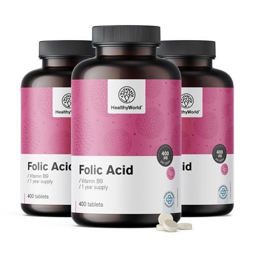 3x Фолиева киселина 400 мкг, общо 1200 таблетки