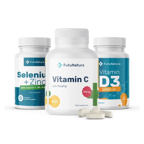 Комплект Имунитет: витамин C + D3 + селен + цинк, комплект
