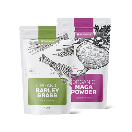 Smoothie комплект - БИО: Мака на прах + Ечемична трева на прах, комплект