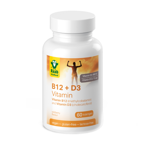 Вегански витамини B12 + D3, 60 пастили