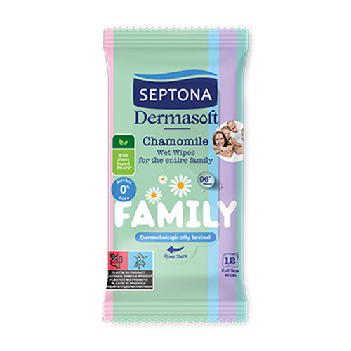 Бебешки мокри кърпички Dermasoft, 12 кърпички