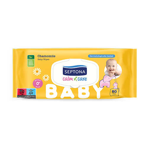 Бебешки мокри кърпички с лайка, 80 кърпички