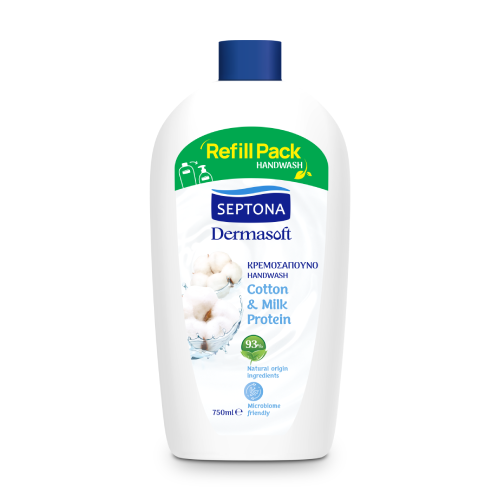 Сапун за ръце Dermasoft - памук и мляко, 750 мл