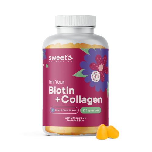 Биотин + колаген – бонбони за коса, кожа и нокти, 135 гумени бонбона